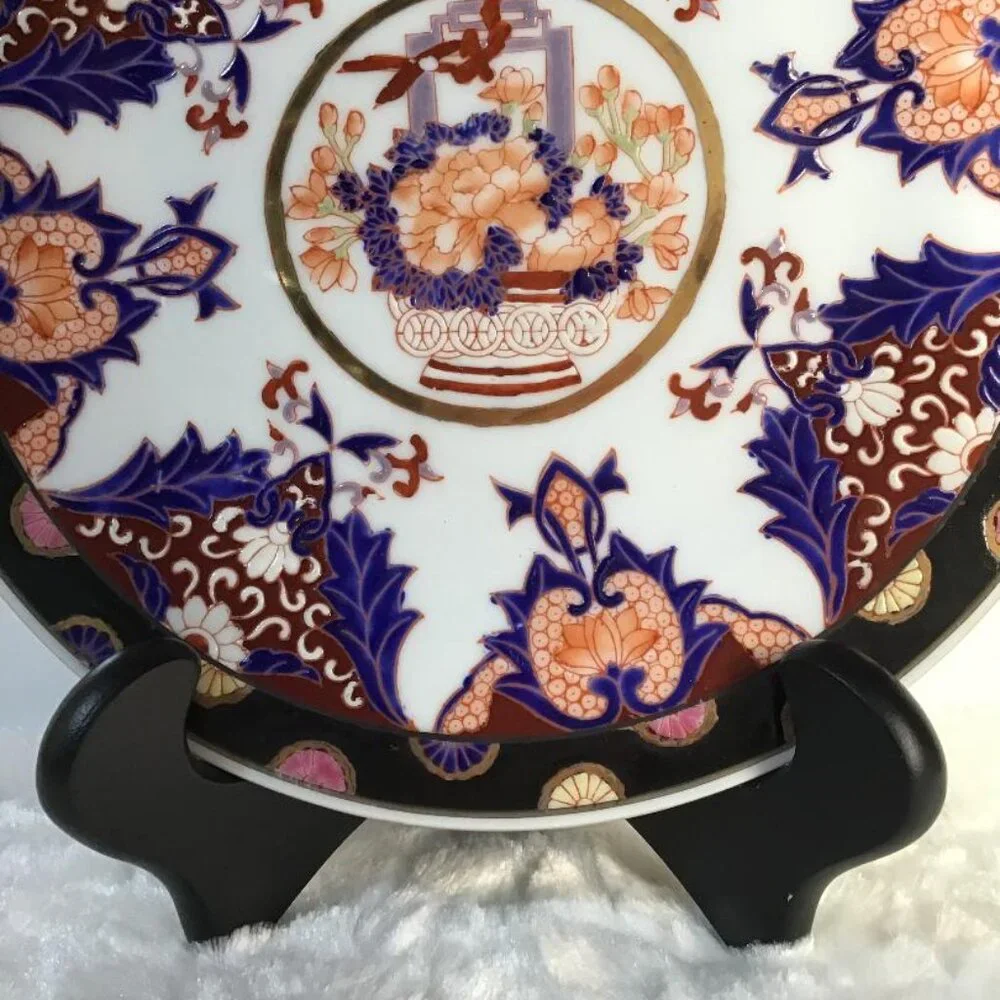 Vintage Japanese Imari-Style Plate – 10” Blue & Gold Plate – Asian Made in Japan